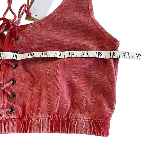 Urban Outfitters Lace Up Cropped Tank Top Color Terra Cotta Women’s Size M NWT - Picture 6 of 8